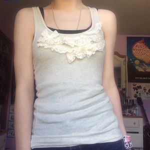 Cream Lacey Hollister Tank Top